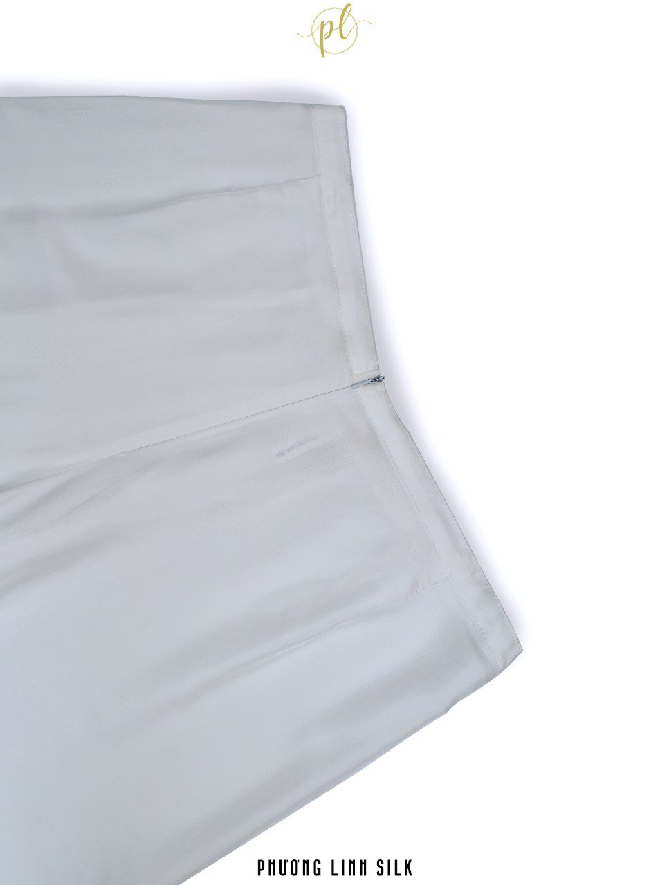 QUẦN LỤA CHUN SAU KHÓA TRƯỚC ÁO DÀI ( MÀU TRẮNG )