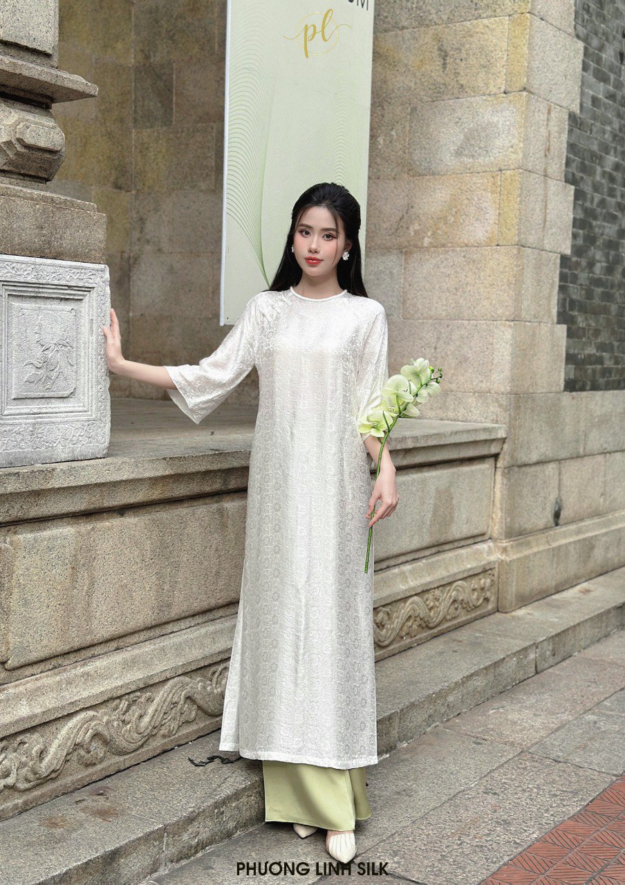 ÁO DÀI LỤA TƠ TẰM BẠCH DƯƠNG