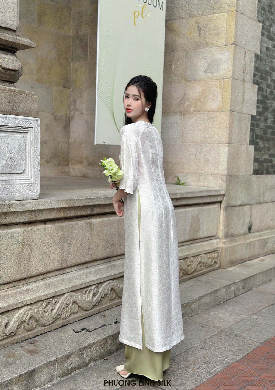 ÁO DÀI LỤA TƠ TẰM BẠCH DƯƠNG