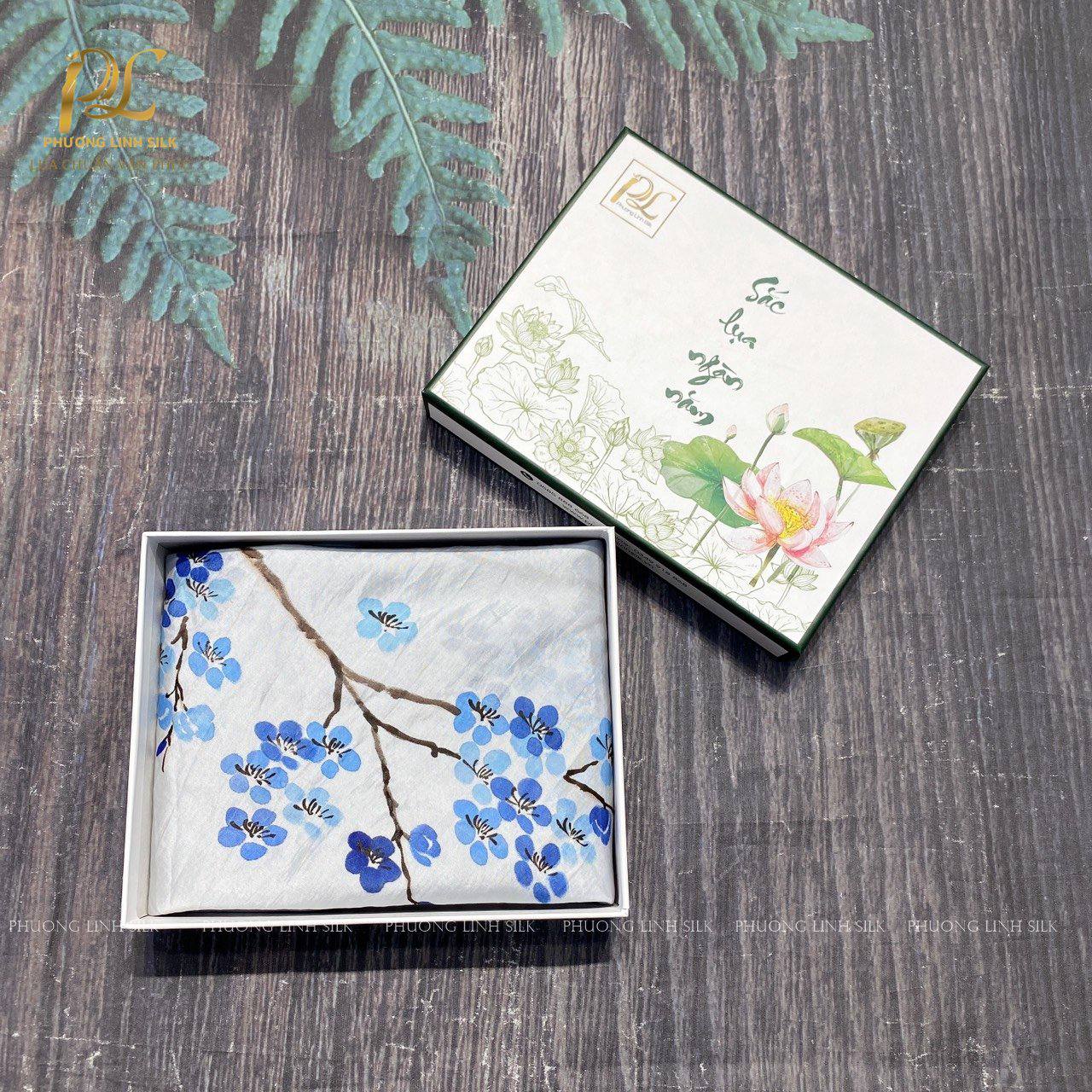 KHĂN LỤA VẼ MÀU NƯỚC NGHỆ THUẬT 100% TƠ TẰM HOA ĐÀO