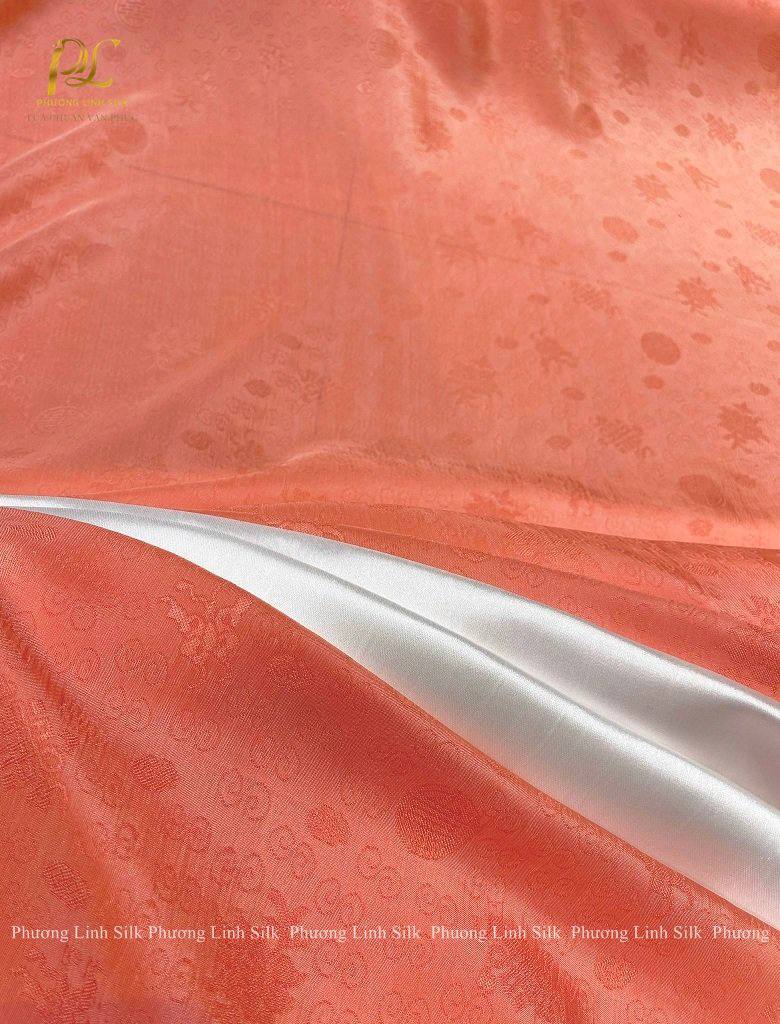 VẢI LỤA VÂN CAM ĐÀO NHẠT 100% TƠ TẰM