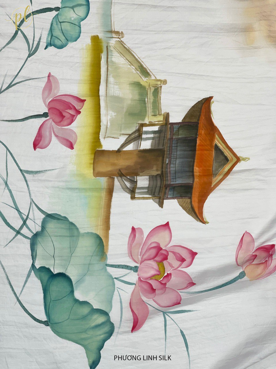 KHĂN LỤA VẼ MÀU NƯỚC NGHỆ THUẬT ĐỘC BẢN 100% TƠ TẰM PHONG CẢNH VIỆT NAM