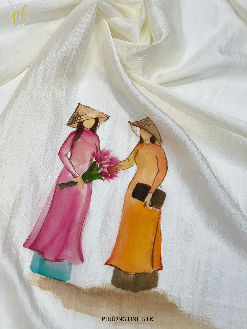 KHĂN LỤA VẼ MÀU NƯỚC NGHỆ THUẬT ĐỘC BẢN 100% TƠ TẰM PHONG CẢNH VIỆT NAM