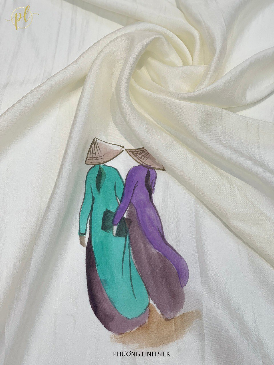 KHĂN LỤA VẼ MÀU NƯỚC NGHỆ THUẬT ĐỘC BẢN 100% TƠ TẰM PHONG CẢNH VIỆT NAM