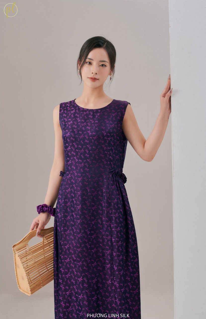 VÁY LỤA TƠ TẰM NHÚM SƯỜN