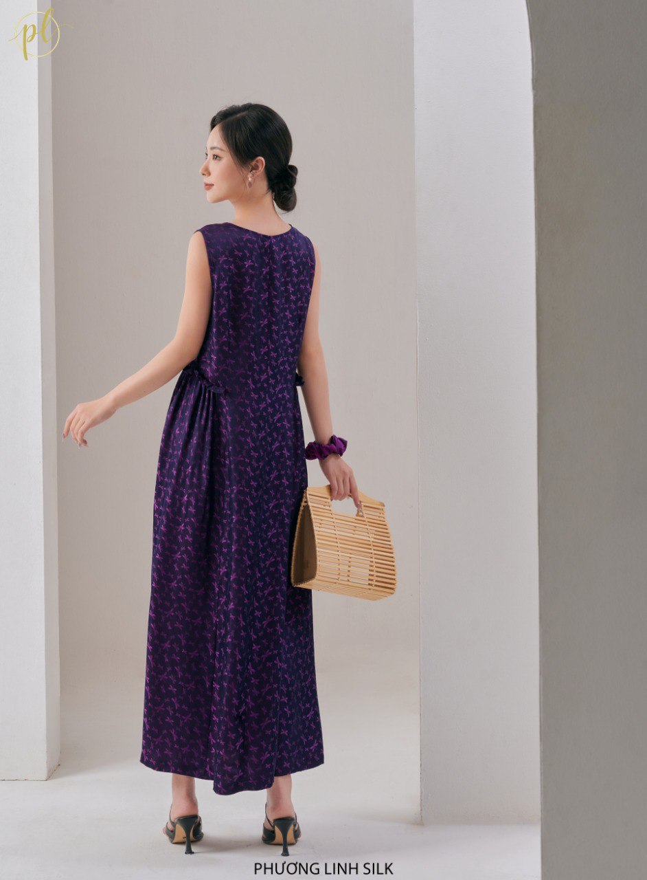 VÁY LỤA TƠ TẰM NHÚM SƯỜN