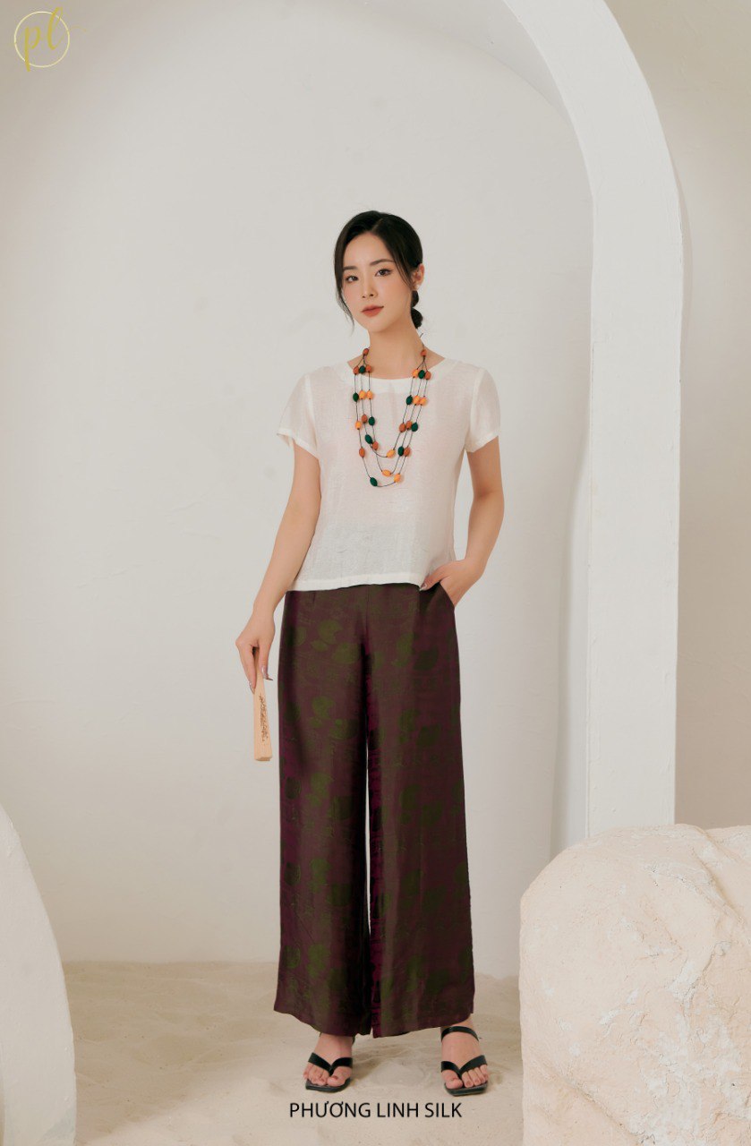 ÁO LỤA TƠ TẰM VÂN CỔ 100% SILK