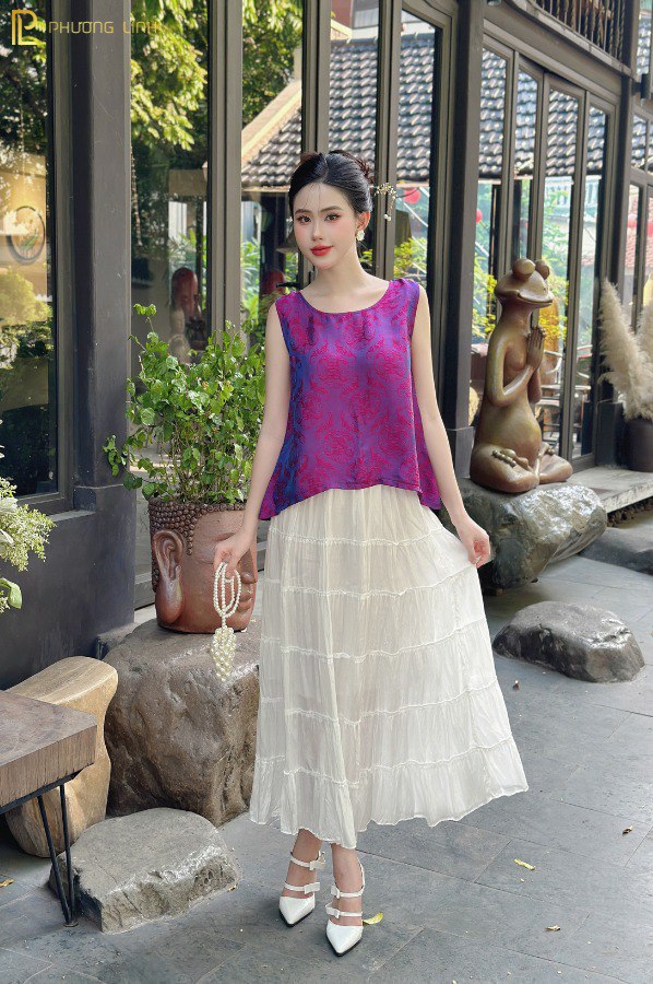 ÁO LỤA KIM NGỌC - XANH HỒNG