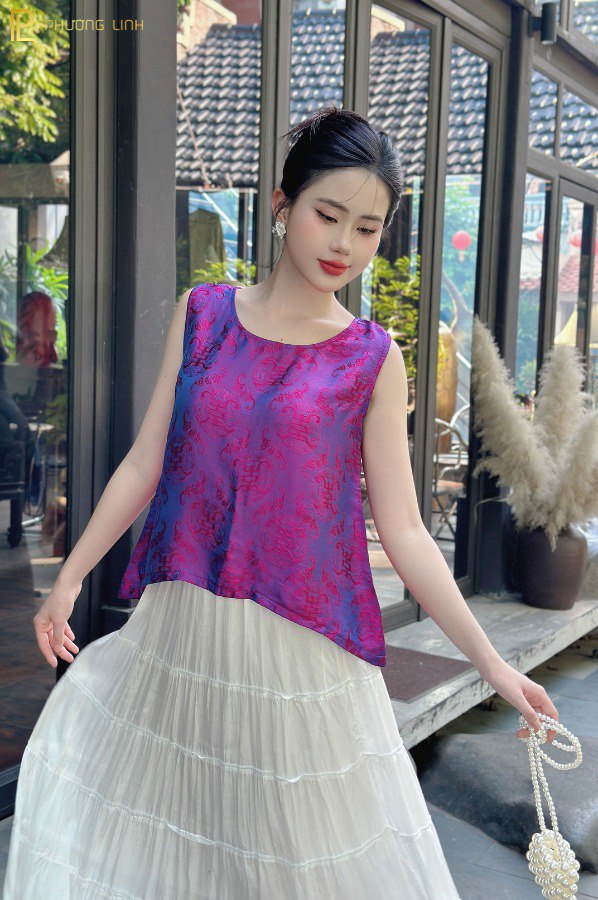 ÁO LỤA KIM NGỌC - XANH HỒNG