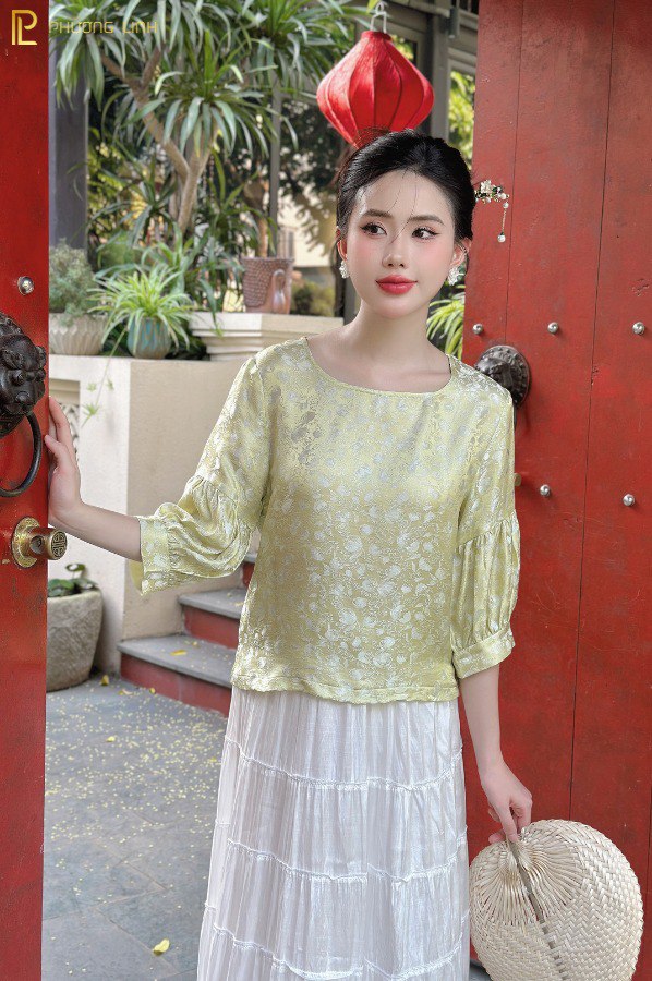 ÁO LỤA TẦM PHƯƠNG - XANH BƠ