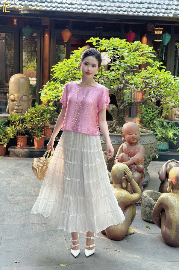 ÁO LỤA CHÂU HOA - HỒNG ĐỖ