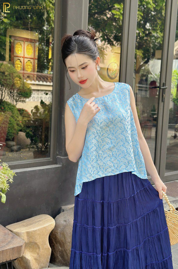 ÁO LỤA KIM NGỌC - XANH BIỂN