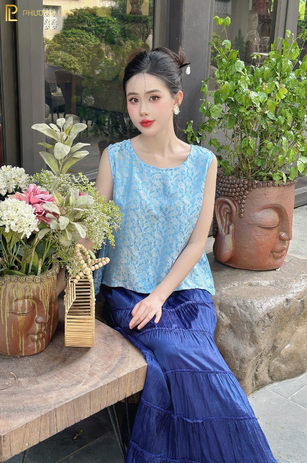 ÁO LỤA KIM NGỌC - XANH BIỂN