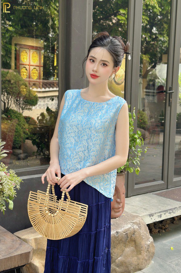 ÁO LỤA KIM NGỌC - XANH BIỂN