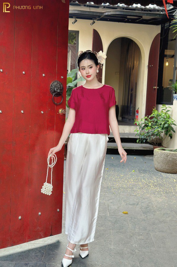 ÁO LỤA CHÂU HOA - ĐỎ