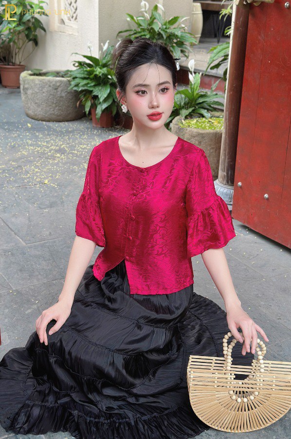 ÁO LỤA CÁT TIÊN - ĐỎ NHUNG
