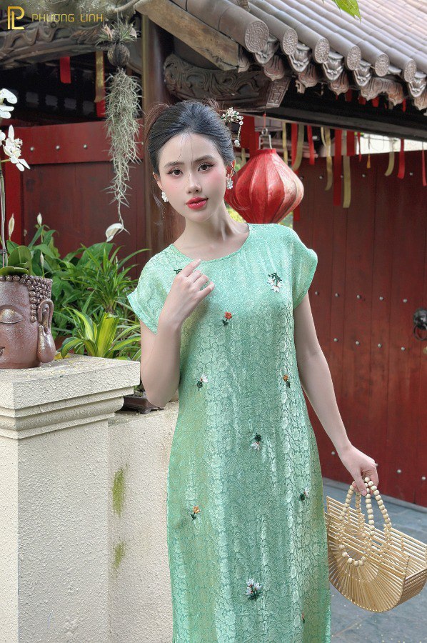 ĐẦM LỤA HUYỀN VY - XANH MINT