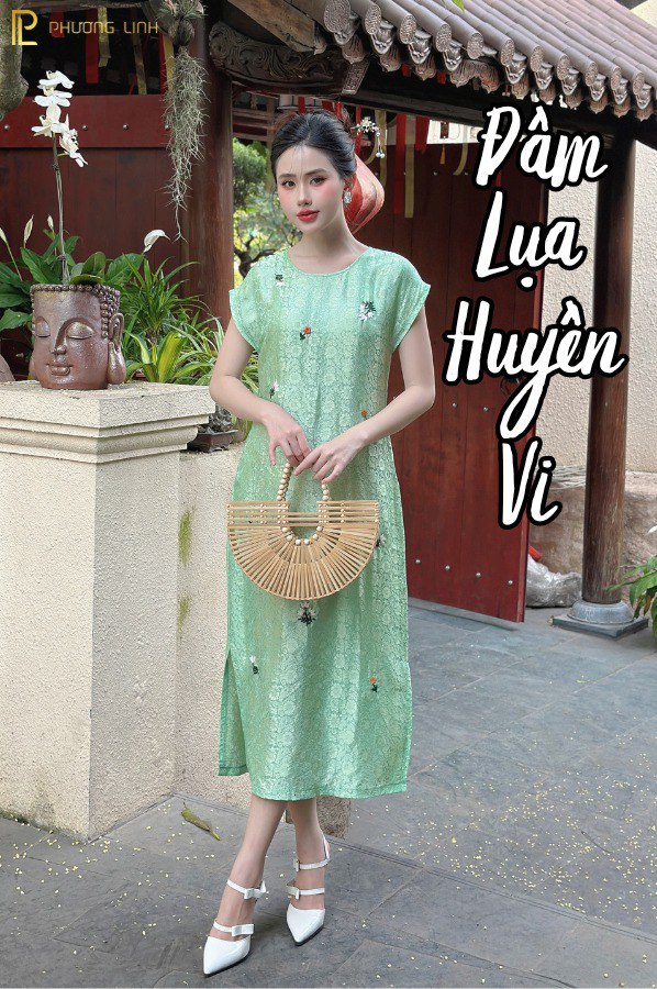 ĐẦM LỤA HUYỀN VY - XANH MINT