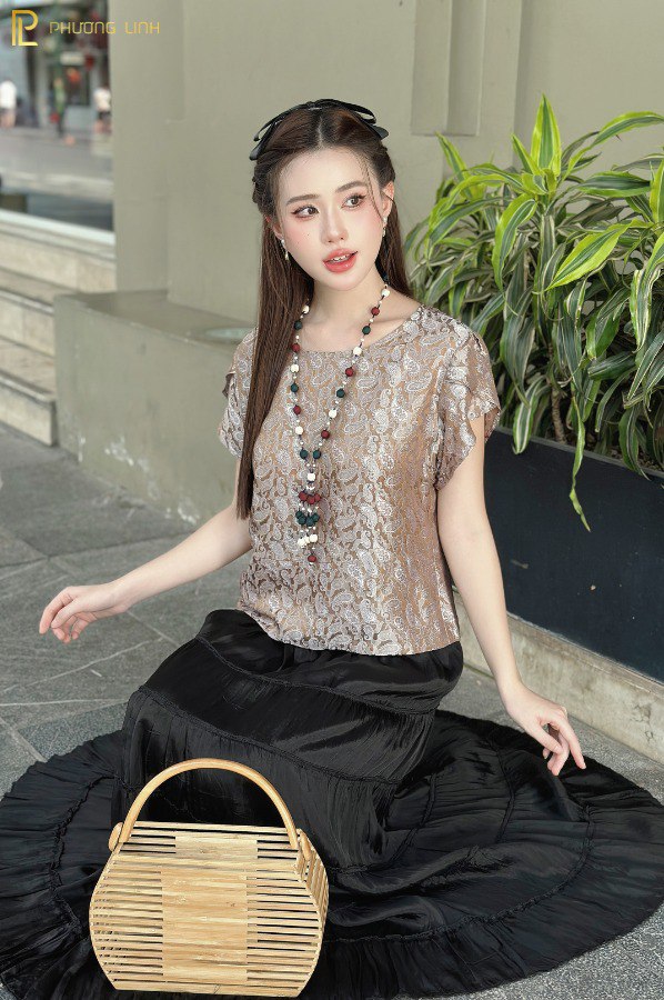 ÁO LỤA DIÊN BÍCH - NÂU TÂY