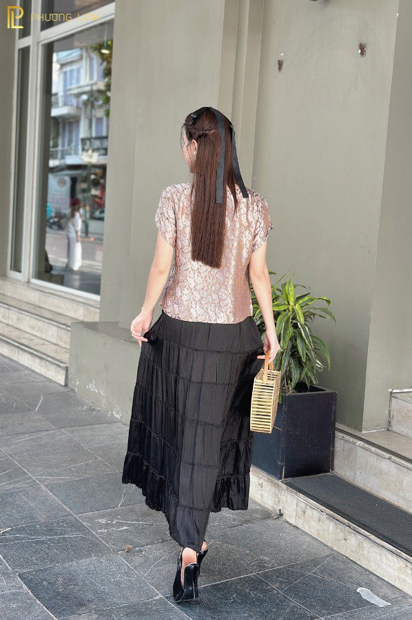 ÁO LỤA DIÊN BÍCH - NÂU TÂY