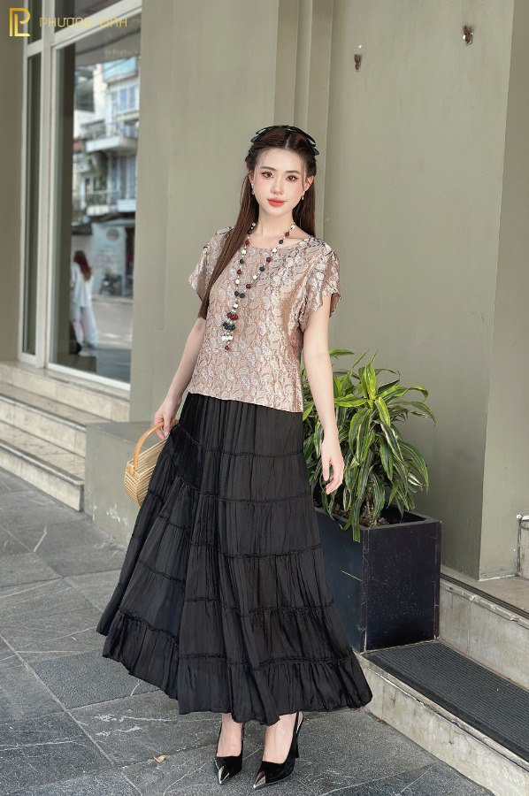 ÁO LỤA DIÊN BÍCH - NÂU TÂY