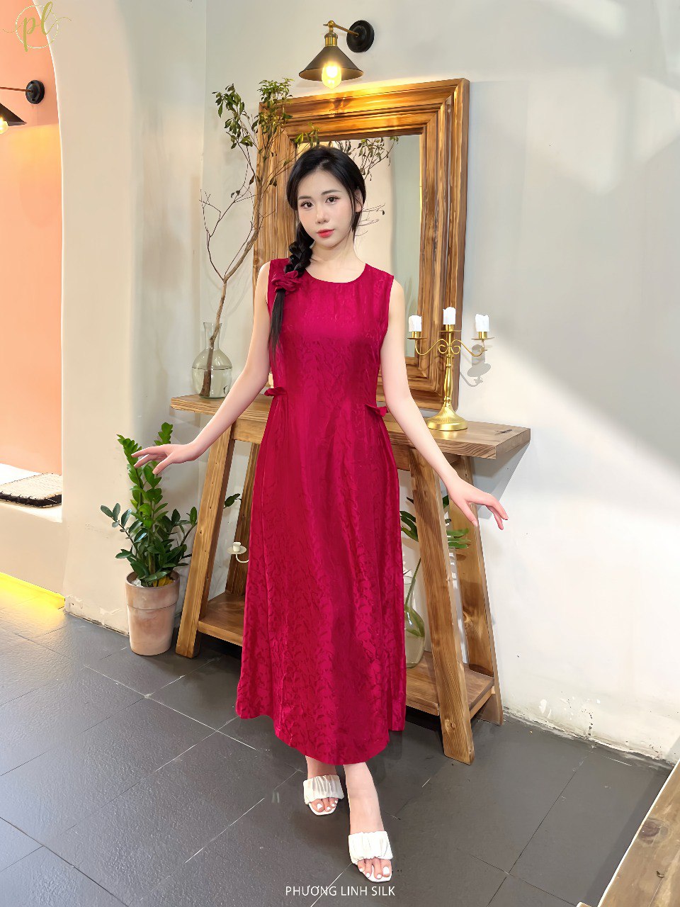 VÁY LỤA TƠ TẰM NHÚM SƯỜN