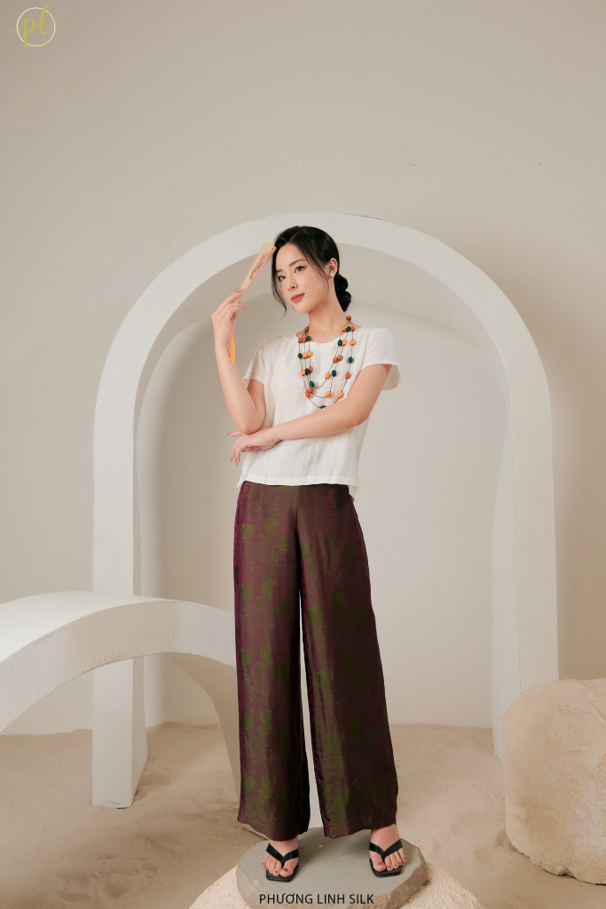 ÁO LỤA TƠ TẰM VÂN CỔ 100% SILK