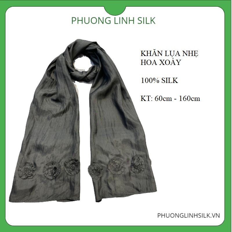 KHĂN LỤA HOA XOÁY 100% TƠ TẰM