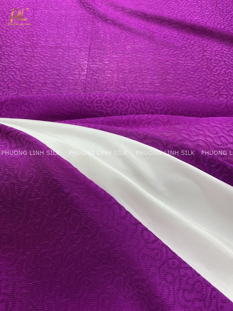 VẢI LỤA VÂN TÍM HỒNG VÂN MÂY 100% TƠ TẰM VÀ VẢI SATIN TRƠN 70% TƠ TẰM