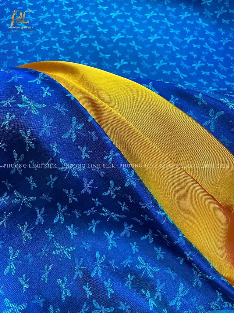 VẢI LỤA TƠ TẰM SATIN CHUỒN CHUỒN MÀU XANH CỔ VỊT