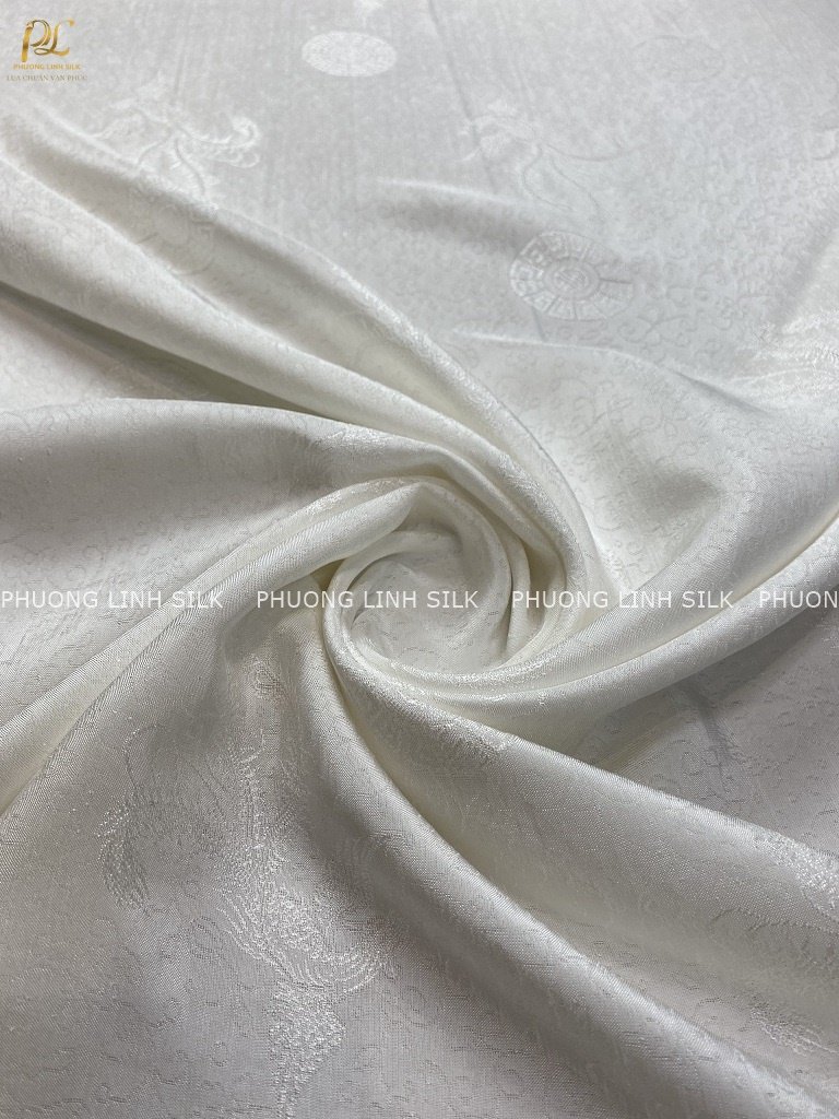 VẢI LỤA VÂN PHƯỢNG THỌ MÀU TRẮNG