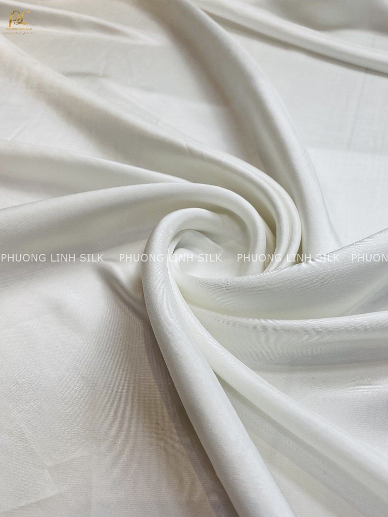 VẢI LỤA TƠ TẰM SATIN TRƠN MÀU TRẮNG