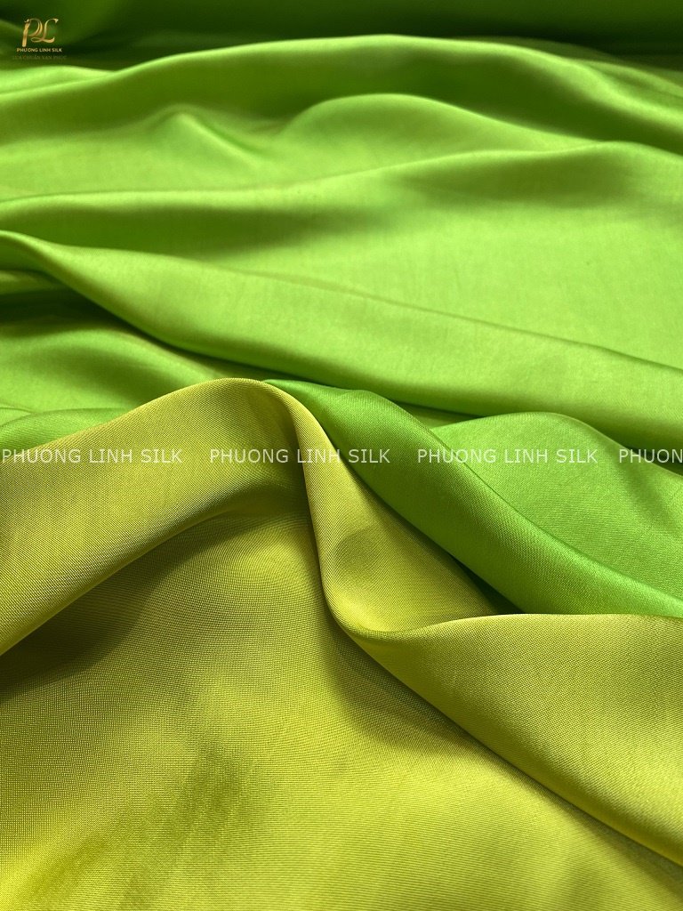 VẢI LỤA TƠ TẰM SATIN TRƠN MÀU XANH CỐM
