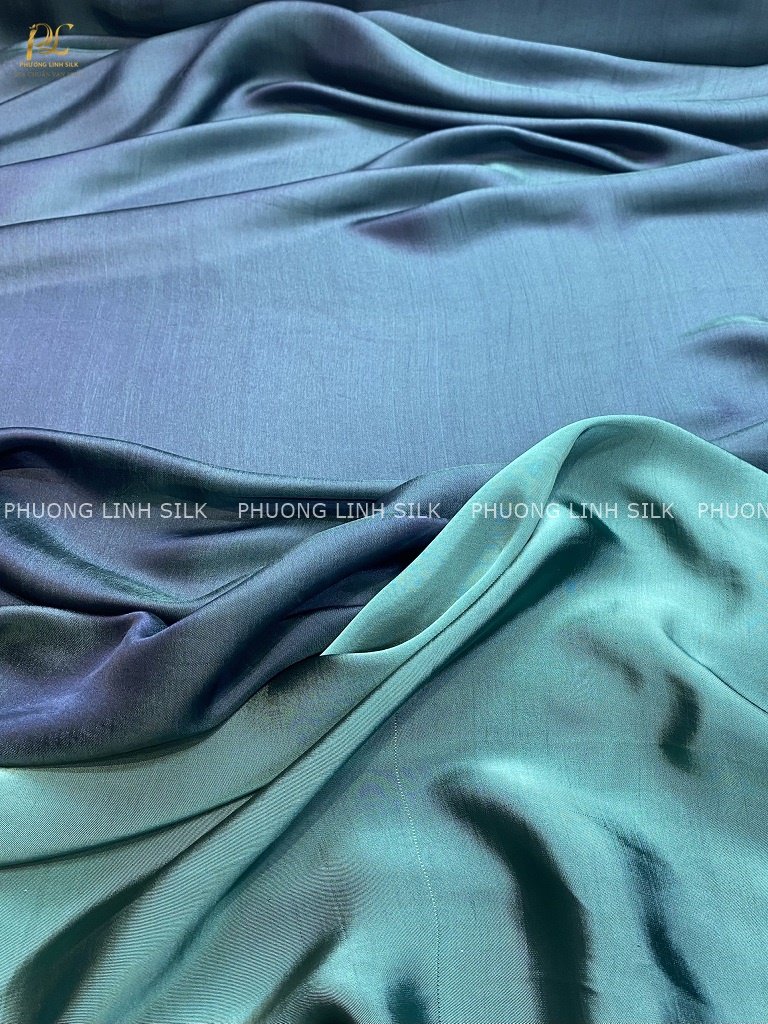 VẢI LỤA TƠ TẰM SATIN TRƠN MÀU XANH RÊU