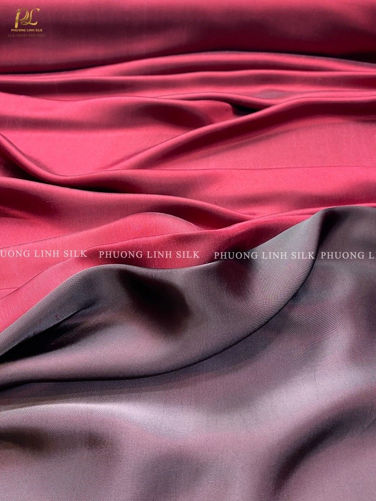 VẢI LỤA TƠ TẰM SATIN TRƠN MÀU ĐỎ ĐÔ
