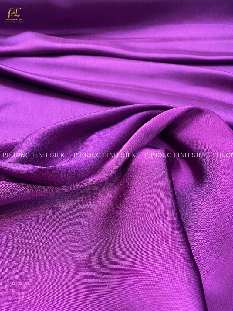 VẢI LỤA TƠ TẰM SATIN TRƠN MÀU TÍM