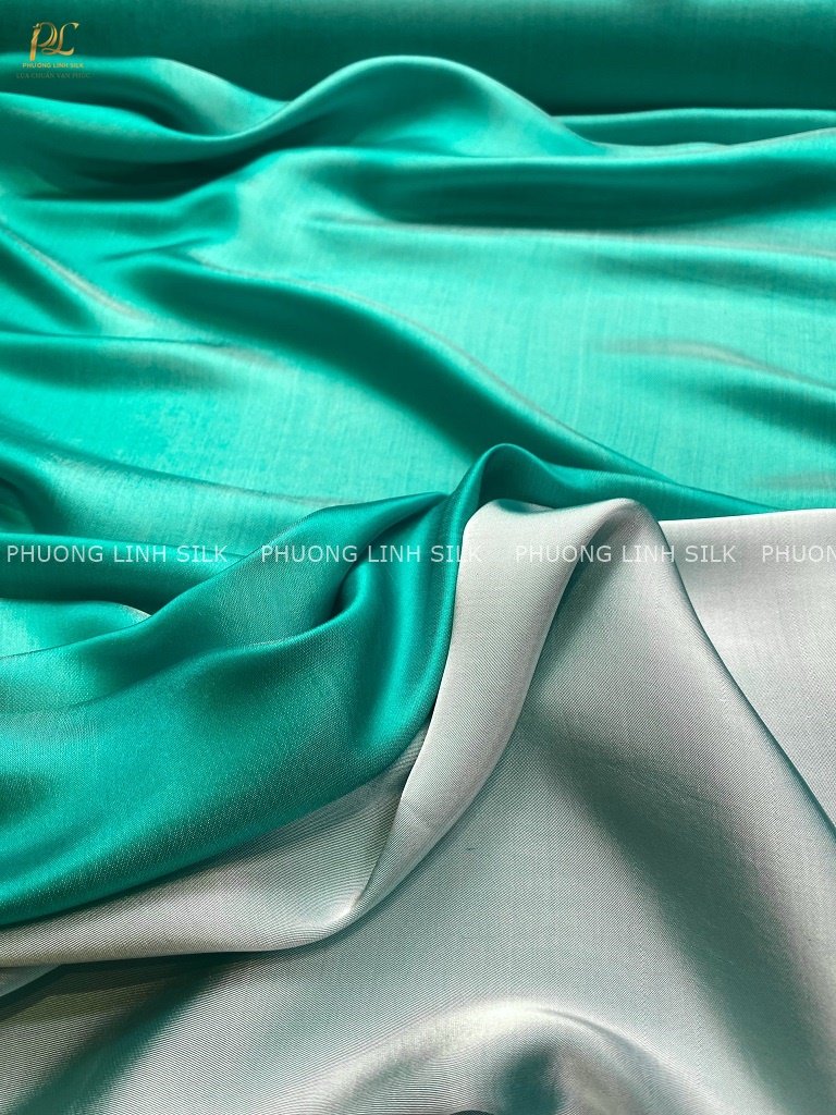 VẢI LỤA TƠ TẰM SATIN TRƠN MÀU XANH NGỌC