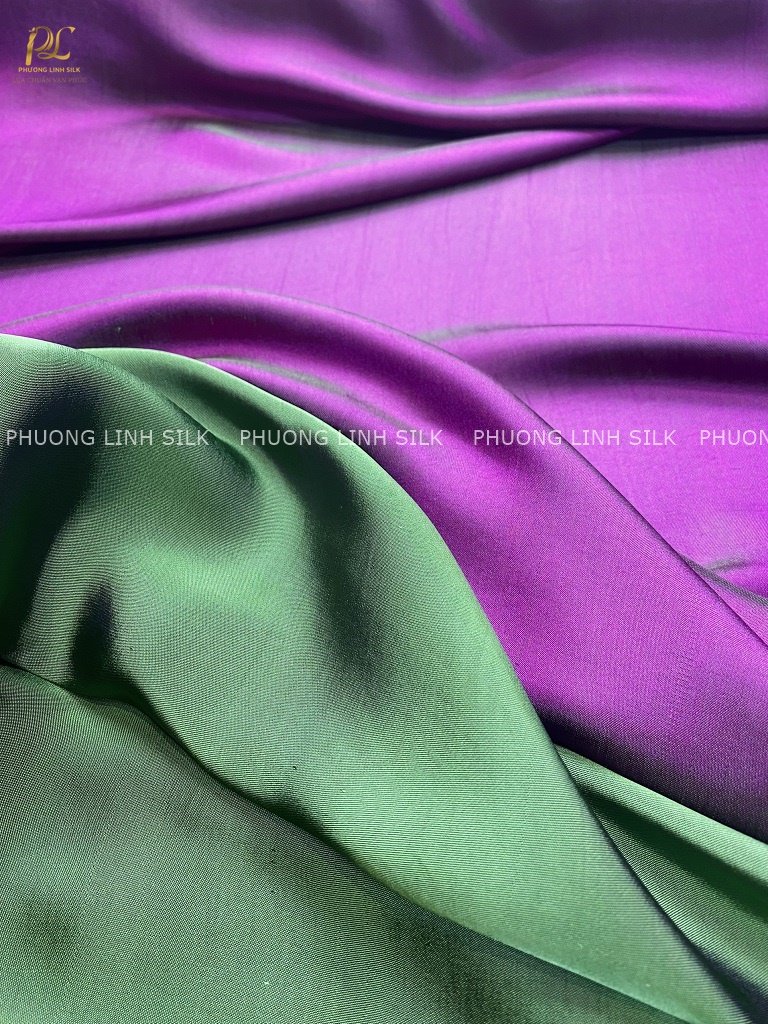 VẢI LỤA TƠ TẰM SATIN TRƠN MÀU TÍM XANH