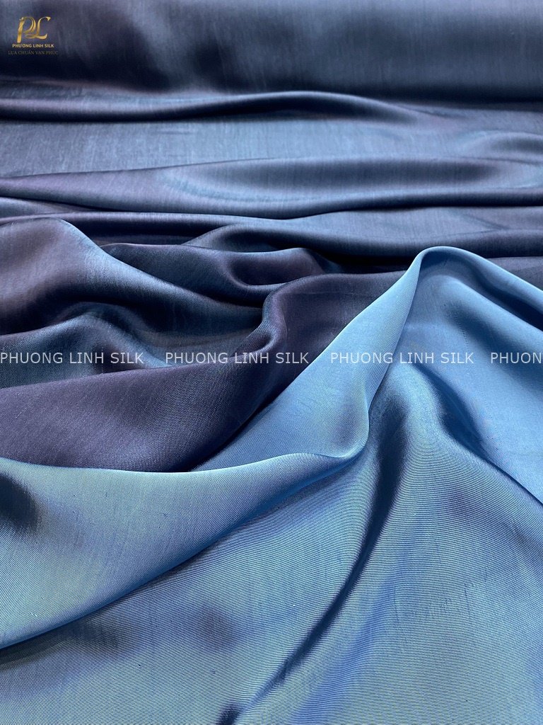 VẢI LỤA TƠ TẰM SATIN TRƠN MÀU XANH GHI