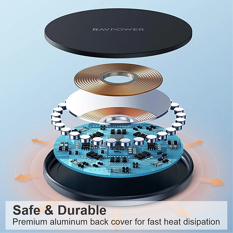 Bộ Sạc Không Dây MagSafe Nam Châm 15W RAVPower RP-WC012 Kèm Củ Sạc Type C 20W Sạc iPhone 12, iPhone 13 - Hàng Chính Hãng