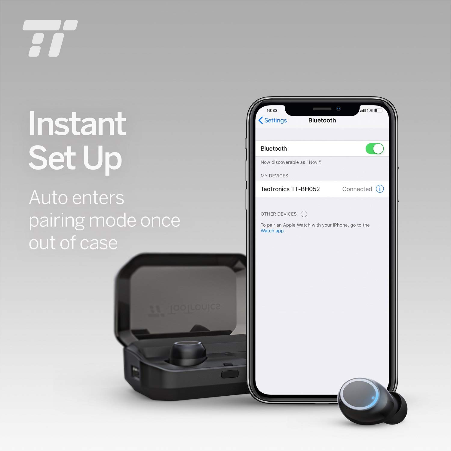 Tai Nghe TaoTronics EarBud Bluetooth Chống Nước IPX7 120 Giờ Sử Dụng TT-BH052 - Đen