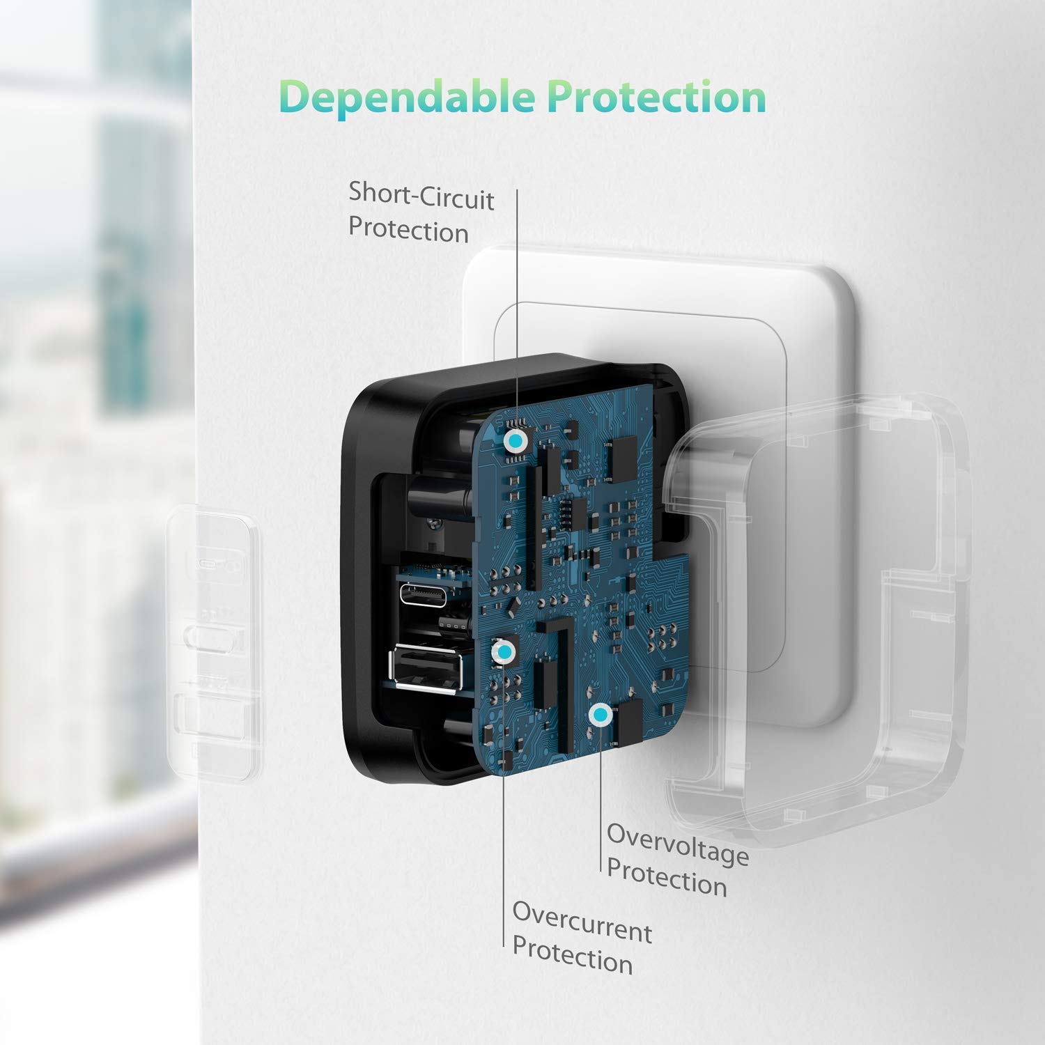 Củ Sạc Laptop, Macbook, điện thoại RAVpower RP-PC105- Hàng Phân Phối Chính Hãng- Đen