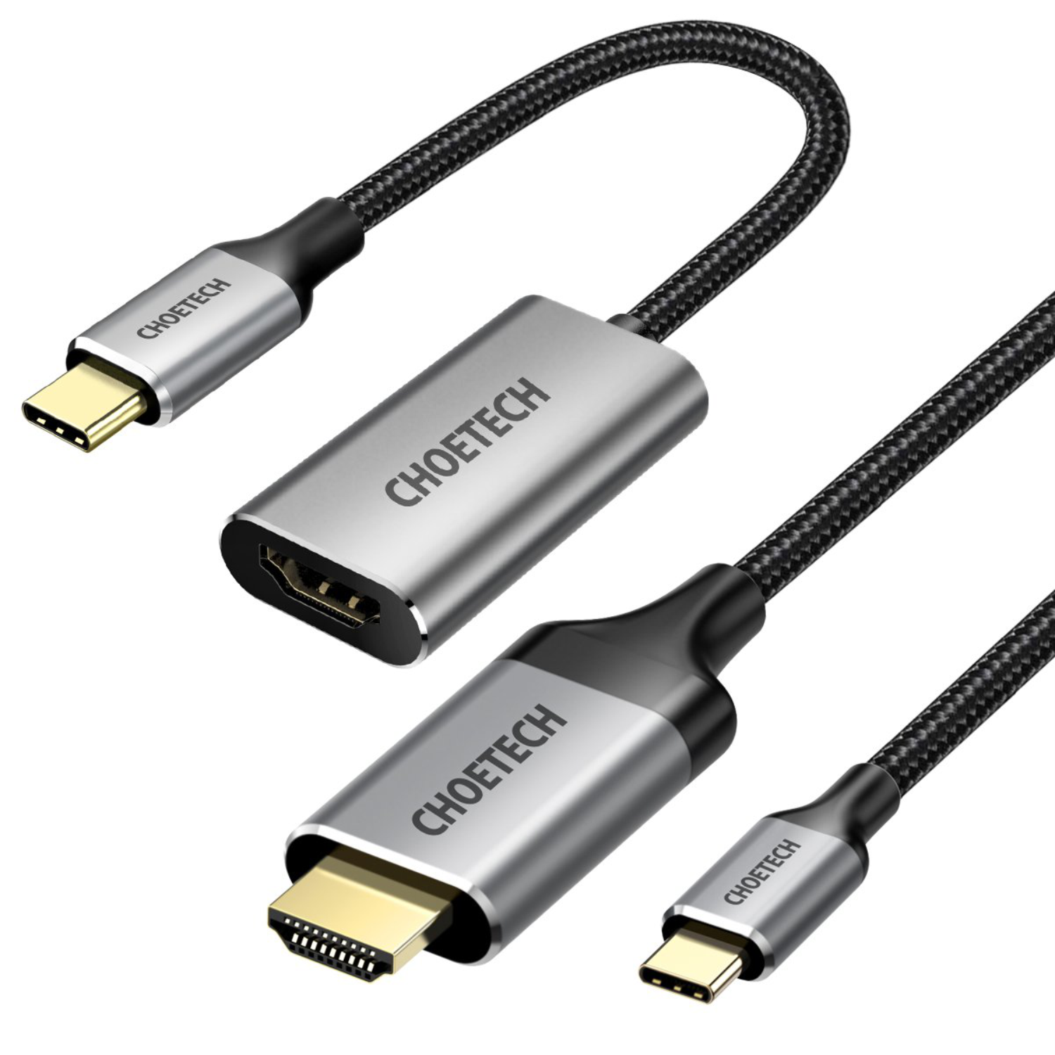 Bộ Cáp Type C to HDMI Dài 1.8M Phân Giải 4K 60Hz Kèm Đầu Chuyển C to HDMI Thunderbolt 3 CHOETECH CH0033-BK- Hàng Chính Hãng