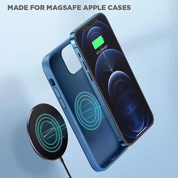 Bộ Sạc Không Dây MagSafe Nam Châm 15W RAVPower RP-WC012 Kèm Củ Sạc Type C 20W Sạc iPhone 12, iPhone 13 - Hàng Chính Hãng