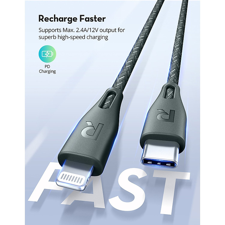 Dây Cáp Sạc Lightning Cho iPhone, iPad RAVPower RP-CB1004 MFI Type C To Lightning -  Dài 1,2m - Hàng Phân Phối Chính Hãng