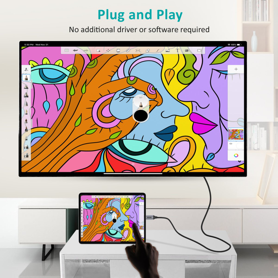 Bộ Cáp Type C to HDMI Dài 1.8M Phân Giải 4K 60Hz Kèm Đầu Chuyển C to HDMI Thunderbolt 3 CHOETECH CH0033-BK- Hàng Chính Hãng