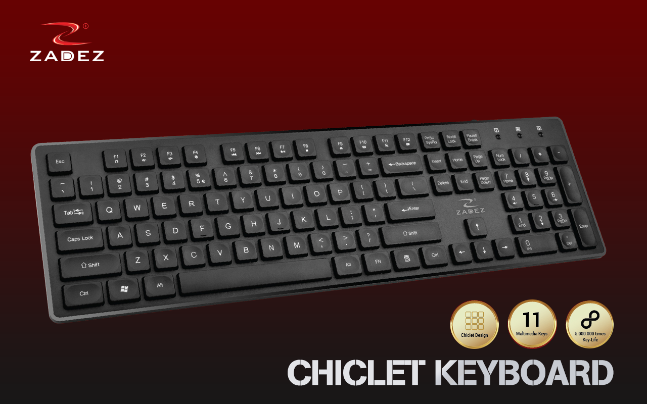 Bàn Phím Có Dây ZADEZ ZK121 Cổng Cắm USB - Hàng Chính Hãng