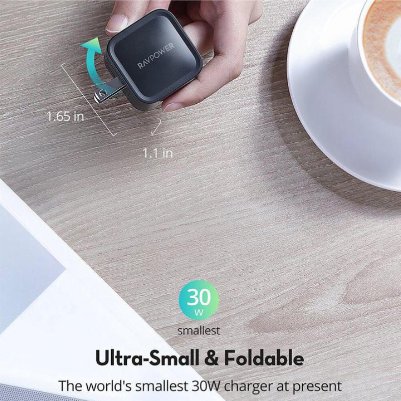 Củ Sạc nhanh điện thoại, ipad, Macbook RAVPower RP-PC120  30W GaN Tech  - Hàng Chính Hãng