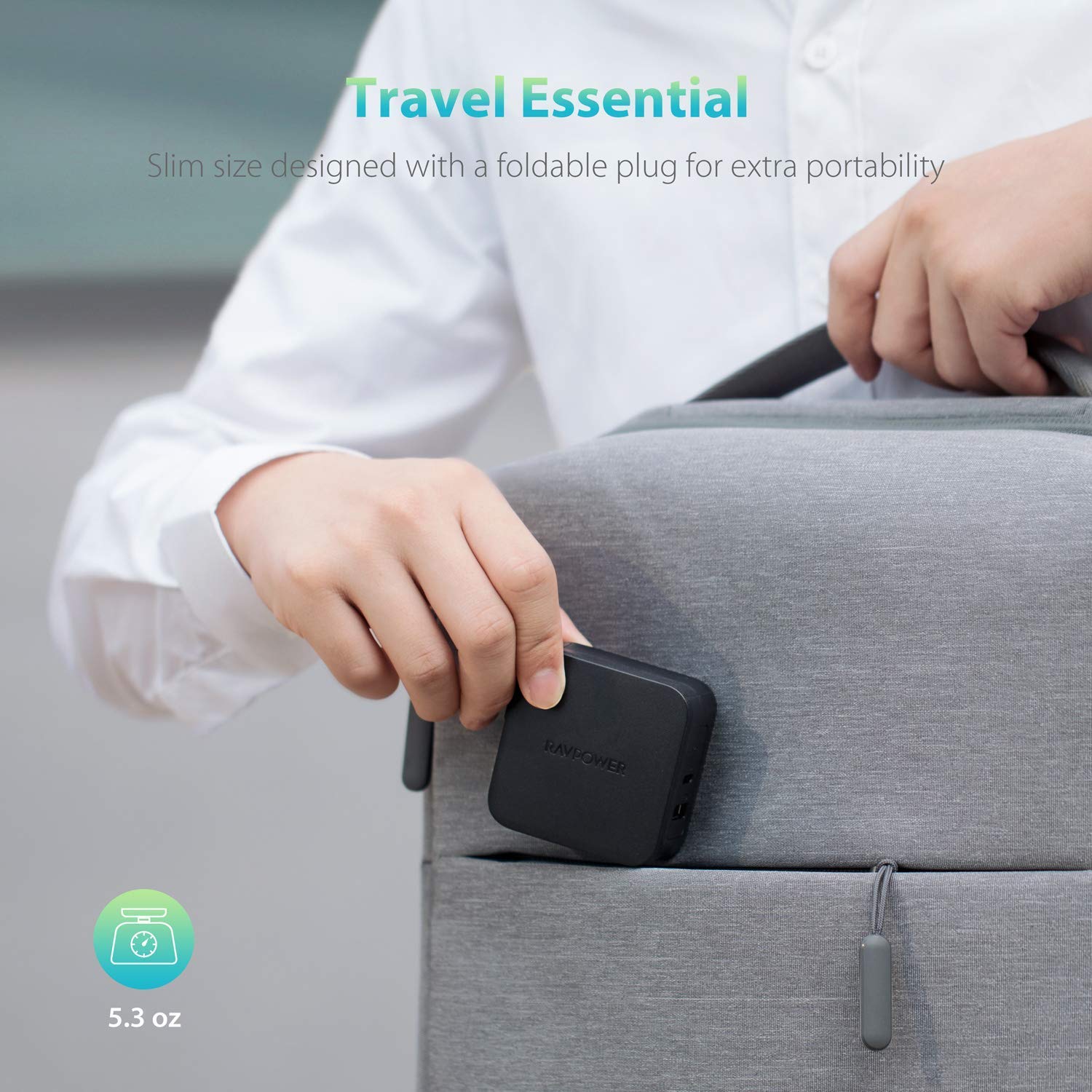 Củ Sạc Laptop, Macbook, điện thoại RAVpower RP-PC105- Hàng Phân Phối Chính Hãng- Đen