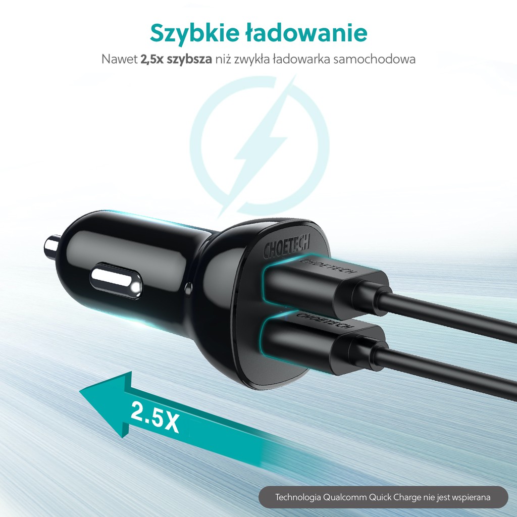 Củ Sạc Điện Thoại Ô Tô 15W, 2 Cổng USB CHOETECH C0053 - Hàng Chính Hãng